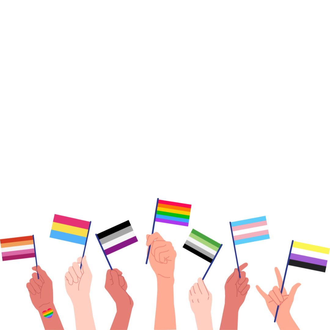 hands holding lgbtq flags