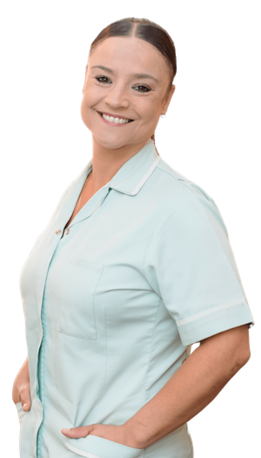 female care worker smiling