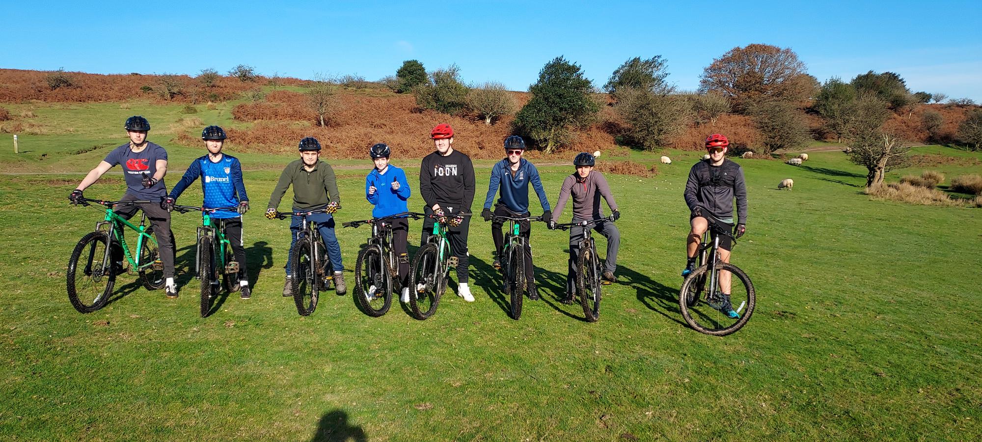 protective services students at Quantock Hills with mountain bikes