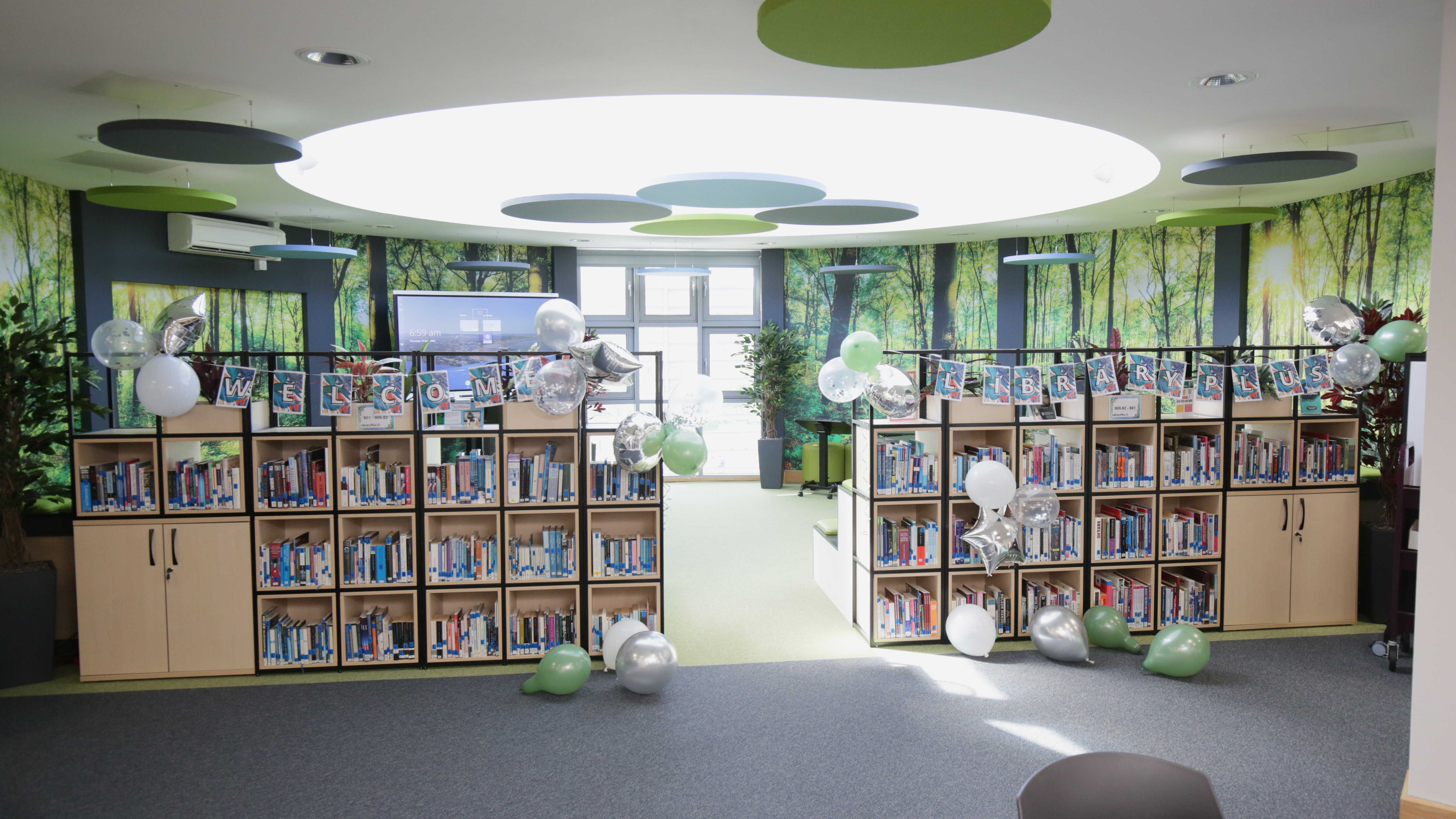 Loxton Library opening, showcasing working space and book cases
