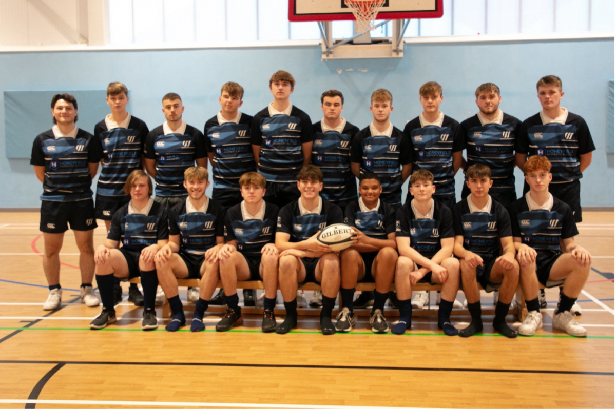 Weston sport boys rugby team picture in sports hall