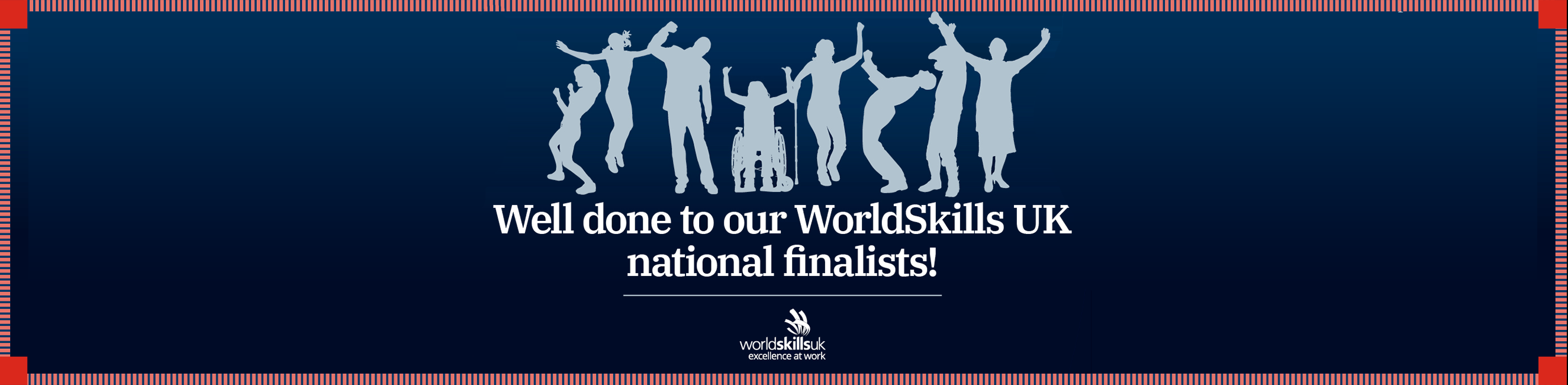 world skills graphic congratulating finalists with people celebrating weston college workskills