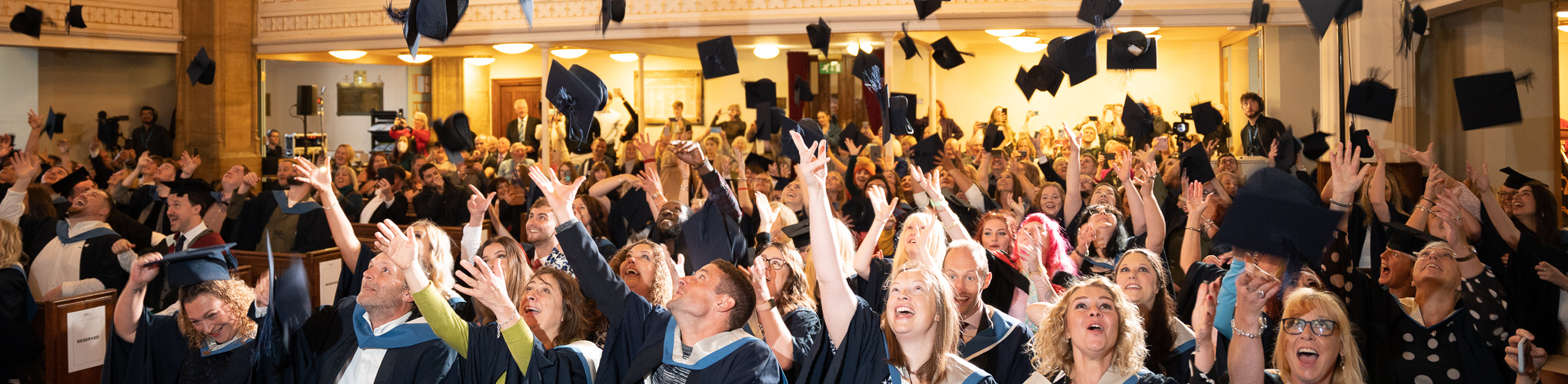 UCW graduates throwing their caps!