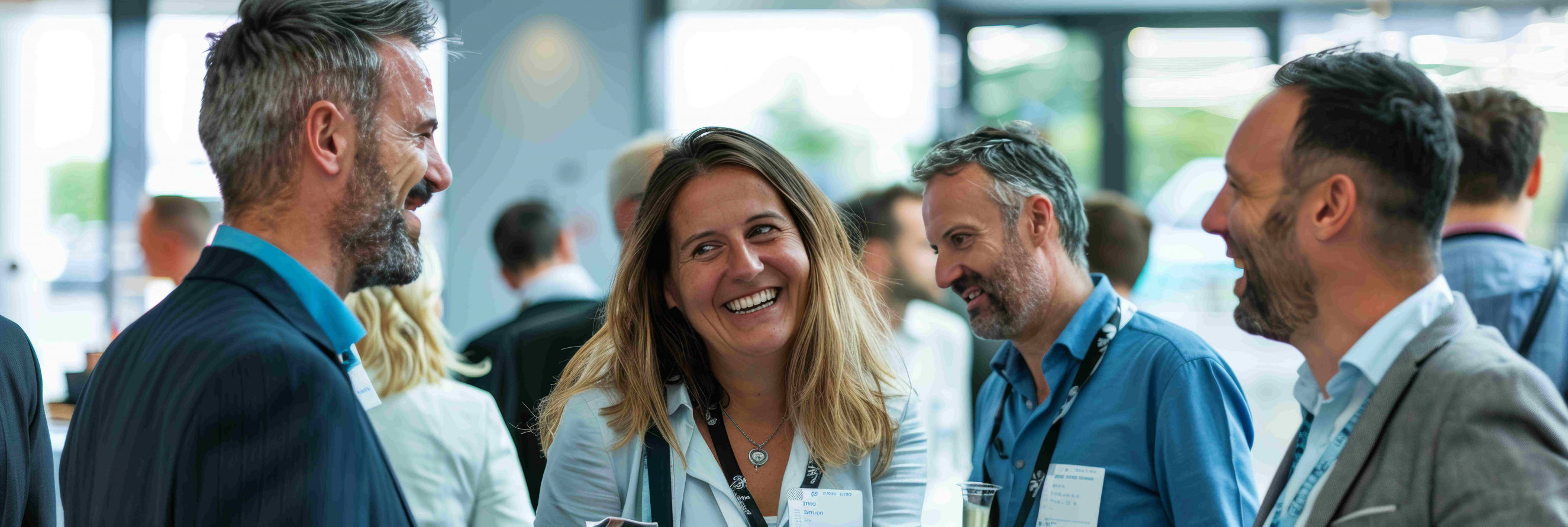 Two people networking at an event