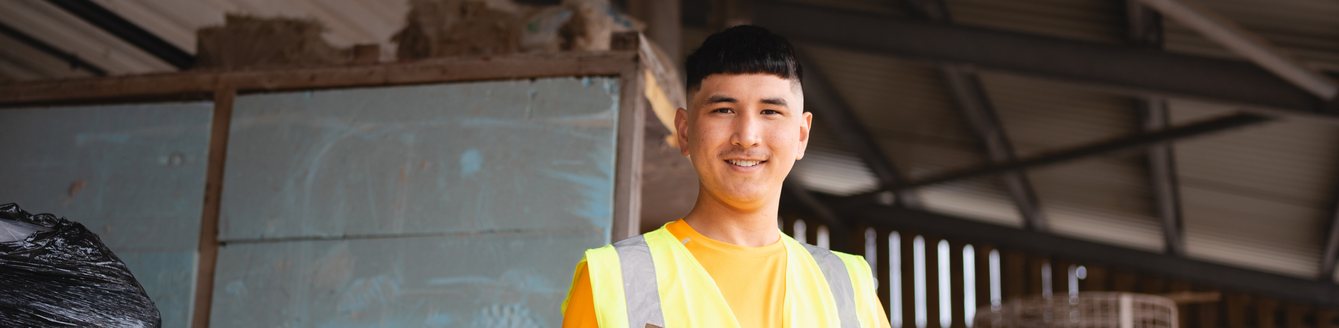 Learner plastering and smiling