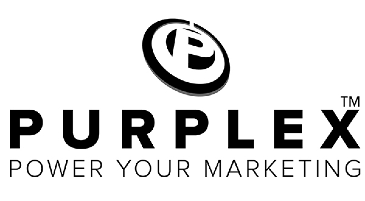 Logo with the letter P with circle around it above text that reads Purplex, power your marketing