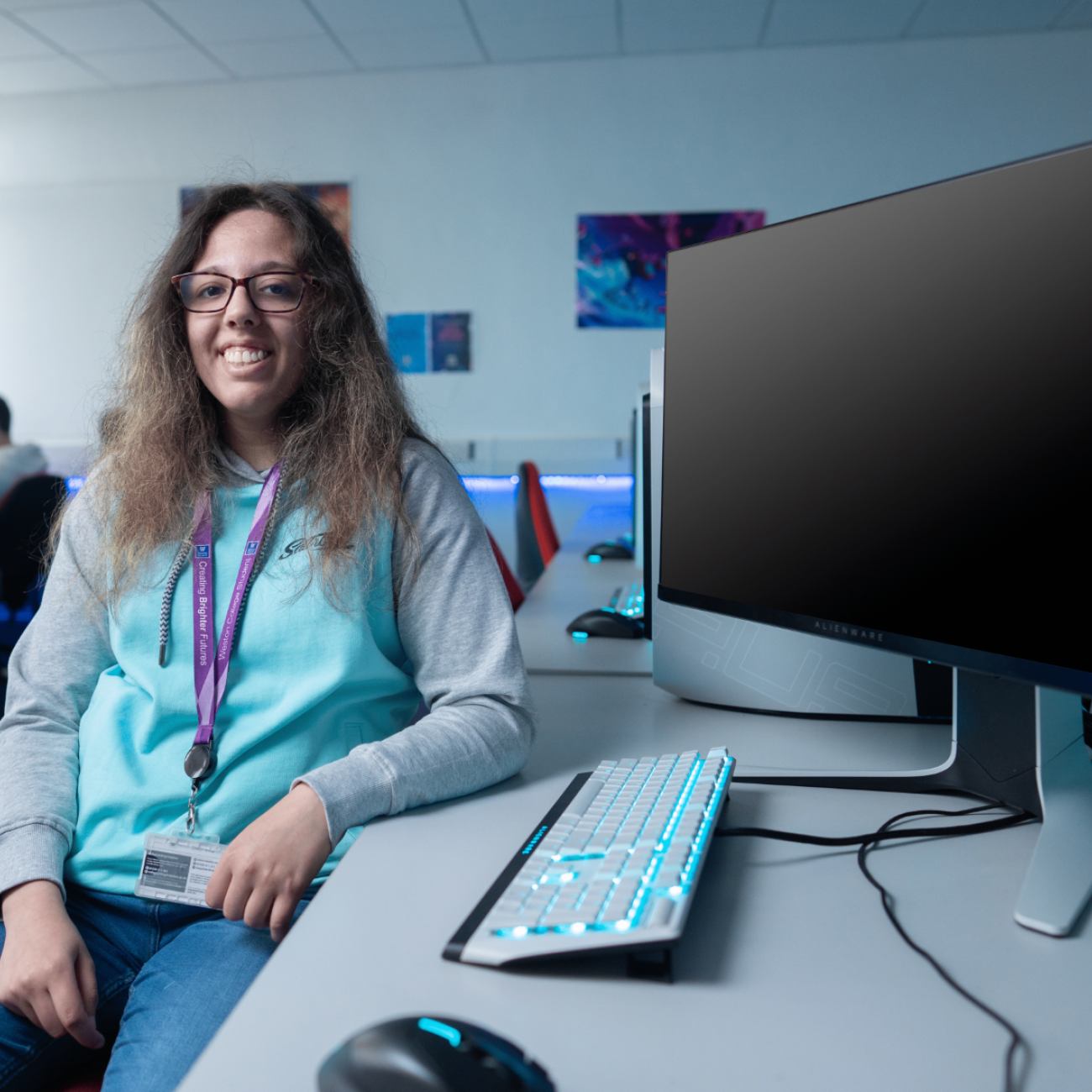 Learner at computer desk