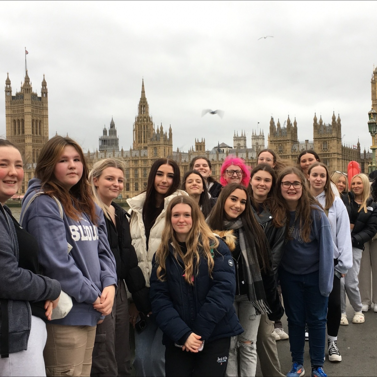 Health and Social Care Learners on a Trip in London in Front of a Parliament