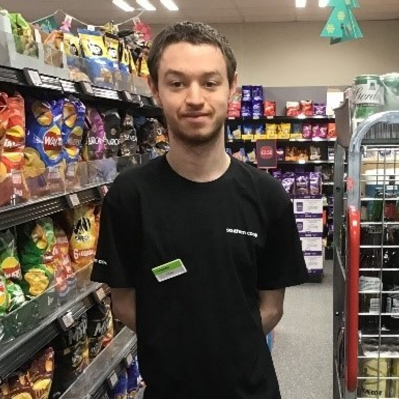 Orlan working at the Co-op on the shop floor