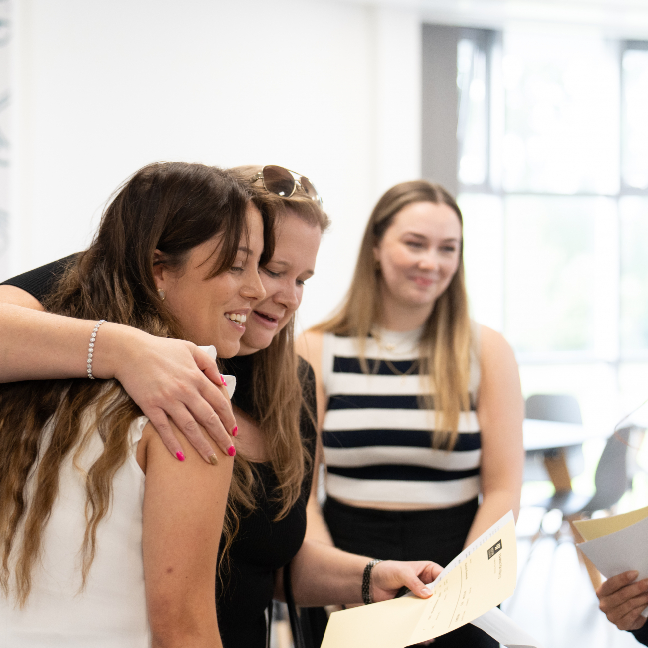 Students receiving their results