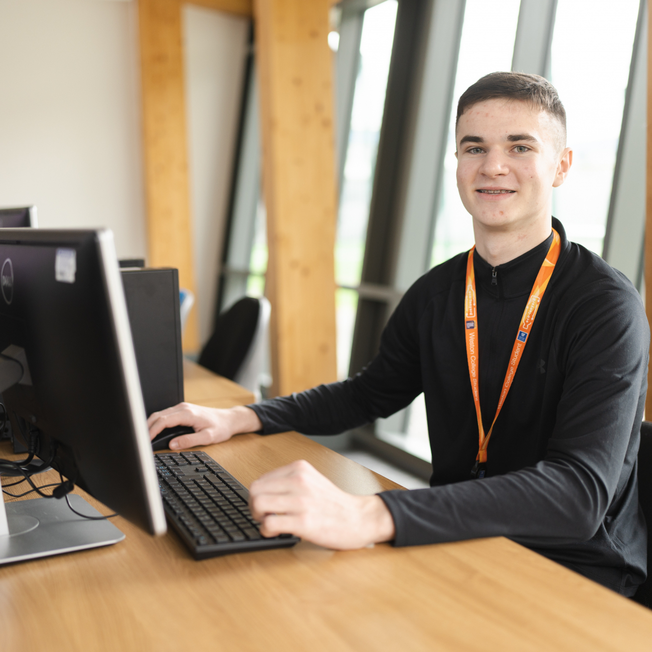 Student at computer