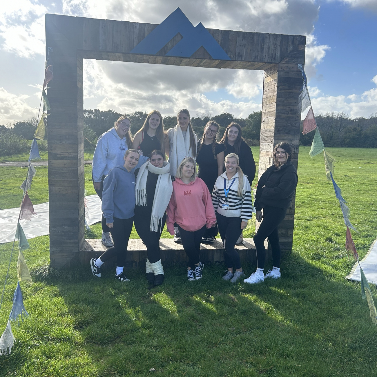 Travel and Tourism learners posing at the Mendip Activity Centre