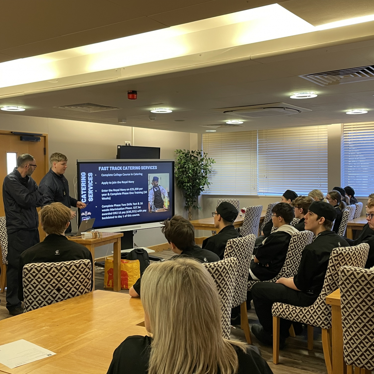 Royal Navy giving a guest lecture to the Hospitality and Catering students