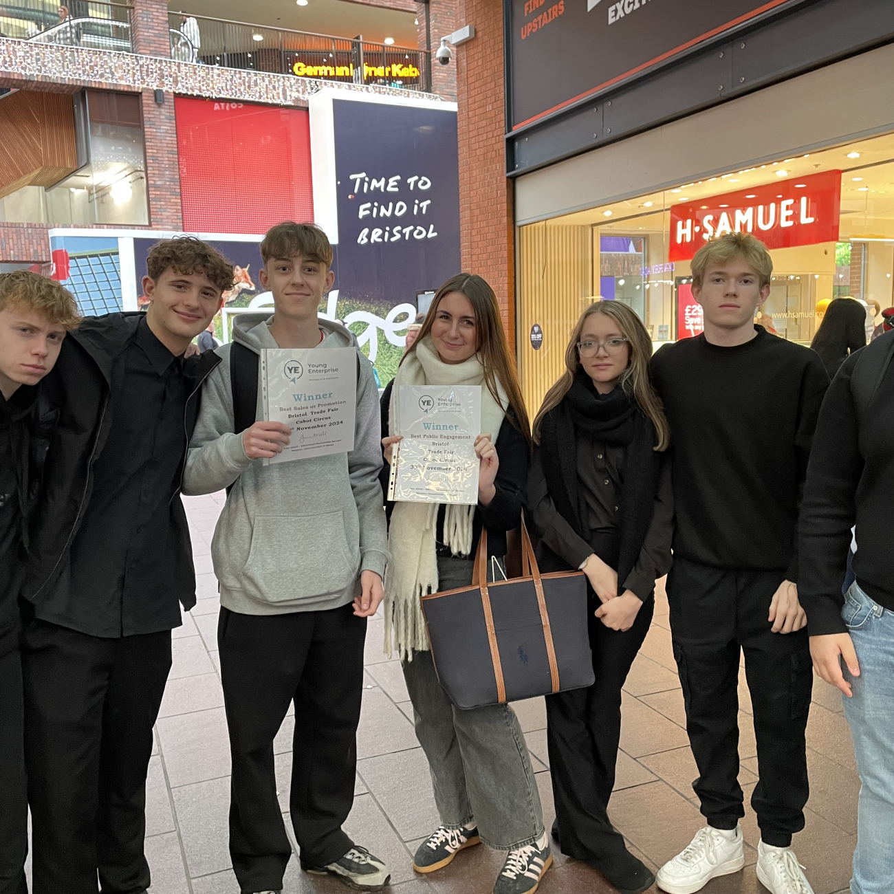 Young Enterprise students at Cabot Circus in Bristol