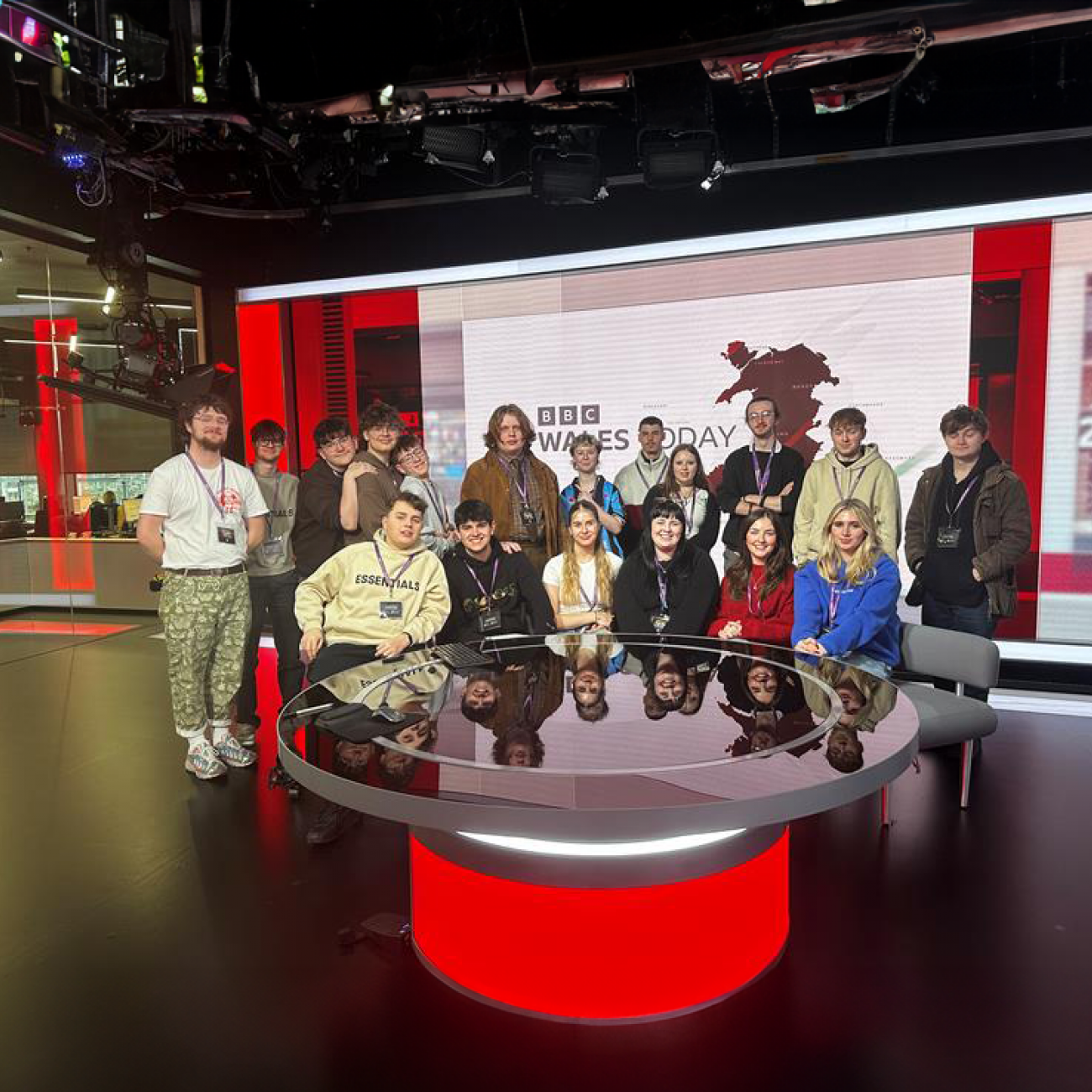 Learners at the BBC Cardiff studios