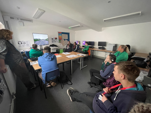 Faculty of inclusive practice students listening to guest lecturers from Griffiths and Farrans