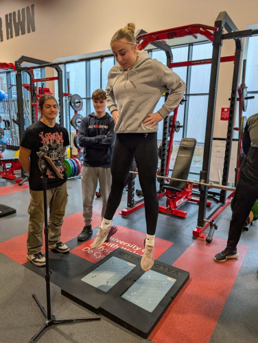 Student jumping in the air