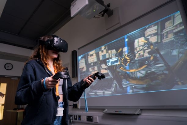 student using VR