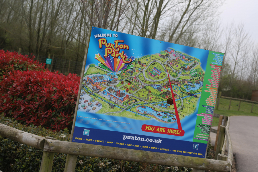 Colourful map signage at Puxton Park