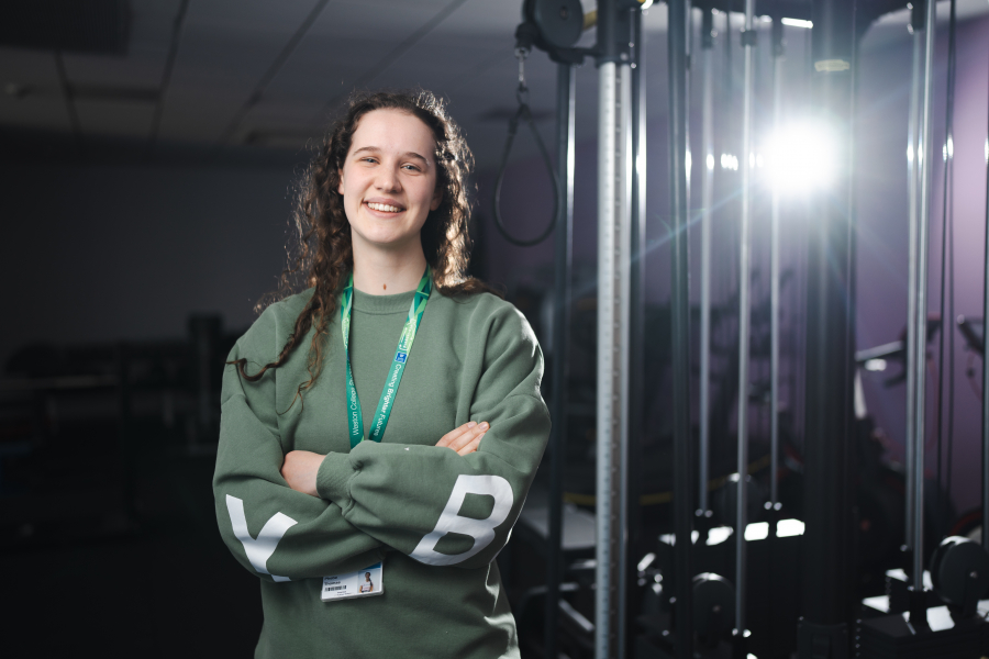 female sport student in weston college gym